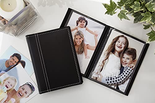 Neil Enterprises Inc. 4x6 Black Photo Album with White Stitching - Holds 24 Photos