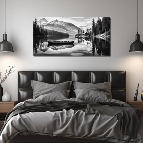 JuhaiArt Landscape Wall Art Black Wall Art Print for Office - color: Black, size: 48"L x 24"W