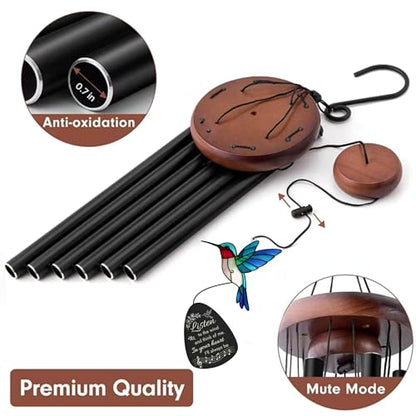 Sympathy Wind Chimes for Loss of Loved One, Memorial Gifts for Loss of Mother/Dad/Husband - Hummingbird Wind Chimes for Outside with Mute Option, in Memory of Loved One Gifts, Bereavement Wind Chimes - size: 36IN