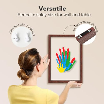 Family Handprint Kit for 4, Hand Print Keepsake Frame DIY Craft Gift - color: Walnut, size: 4 Pages Acrylic Boards