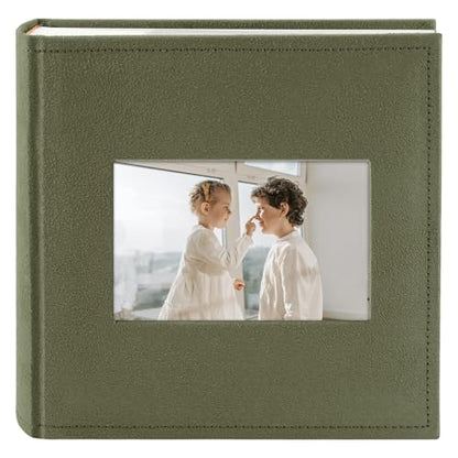 Photo Album Hold 200 4x6 Photos with Front Window for DIY (Grass Green) - color: Grass Green