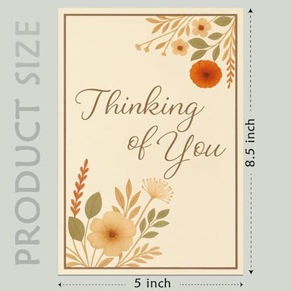 Cheerin Thinking of You Cards with Envelopes - Sympathy Cards for Loss of Loved Ones - Sorry For Your Loss Card Floral Design 5x7 Inch - style: Corner Floral