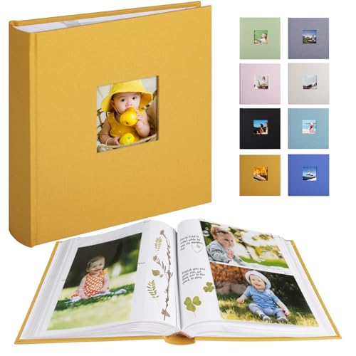 1DOT2 Photo Album with Writing Space,100 Pages,Linen Cover,IndianYellow - color: Indian Yellow