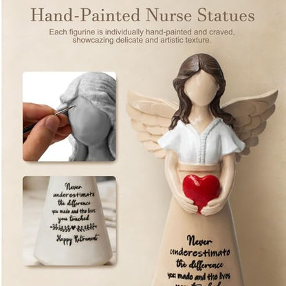 Retirement Figurine for Women, Happy Retirement Gifts, Teacher Retirement Gifts 2026, 5.9" Angel Figurine for Retired Women Coworkers Friend - color: White Teacher