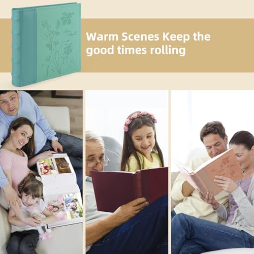Photo Album Hold 200 4x6 Photos with Memo Writing Space (Green) - color: Grass Green
