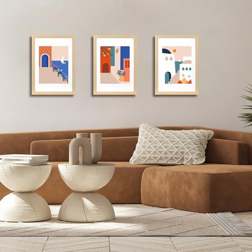A4 Picture Frame Natural 3 Pcs set can Display 6x8 Picture with Mat or A4 Without Mat on the Wall - color: Natural, size: A4-3Pack