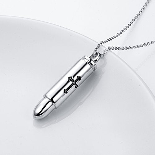 S925 Sterling Silver Urn Ashes Keepsake Cremation Memorial Necklace Jewelry - style: Cross
