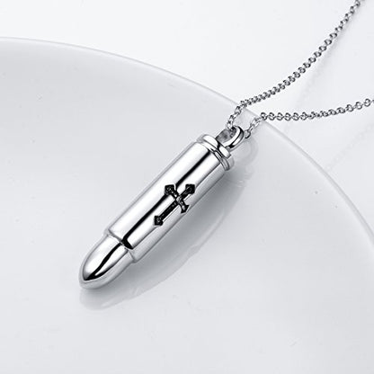 S925 Sterling Silver Urn Ashes Keepsake Cremation Memorial Necklace Jewelry - style: Cross