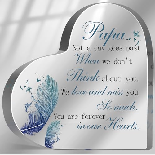 Sympathy Memorial Gifts for Loss of Grandpa, Loss of Grandpa Sympathy Gifts, Bereavement Condolences Grief Gifts, Funeral Memorial Decor Sign, Remembrance Plaque for Loss Papa - color: Papa(feather)