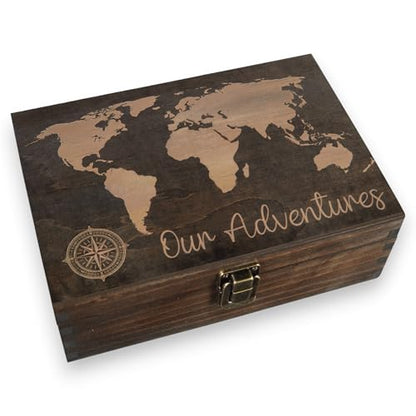 Our Adventures Travel Memory Box, Engraved Gift for Couples & Newlyweds - size: Medium, style: Adventures
