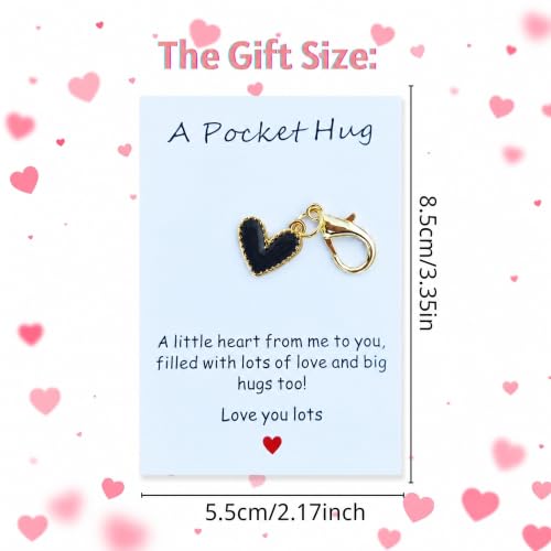 YOJO Pocket Hug Keychain, Love Keychain with Positive Affirmation Card, Emotional Support, Inspirational Gift - color: Black