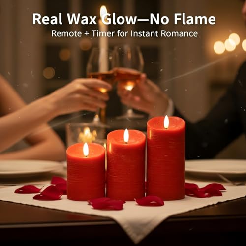 ANGELLOONG Red Candles, Flickering Flameless Candles with Remote - color: Red