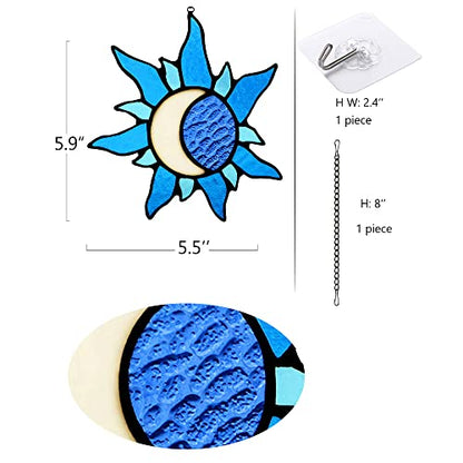 Sun and Moon Stained Glass Window hangings,Suncatcher for Winodw - color: Sunmoon