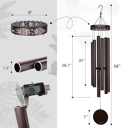 Extra Large Wind Chimes for Outside Deep Tone - 58'' Outdoor Clearance, Deep Tone Wind Chimes, Memorial Wind Chime, Sympathy Gift, Patio Yard, Home Décor, Bronze (58" Bronze) - size: 58" Bronze