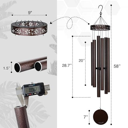 Extra Large Wind Chimes for Outside Deep Tone - 58'' Outdoor Clearance, Deep Tone Wind Chimes, Memorial Wind Chime, Sympathy Gift, Patio Yard, Home Décor, Bronze (58" Bronze) - size: 58" Bronze