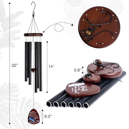 Memorial Wind Chimes for Loss of Loved One, Windchimes in Memory of a Loved One, Sympathy Gift Baskets, Bereavement Condolence Gifts, Memorial Gifts for Loss of Mom, 32" Sympathy Blue Butterfly, Black - size: 32" Blue Butterfly