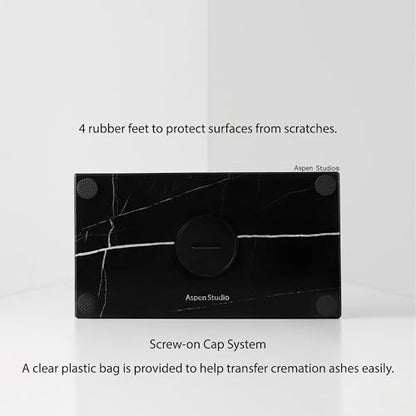 Aspen Studio AspenStudio Genuine Black Marquina Marble Cremation Urn for Adult Human Ashes Black Maquina Marble Urn