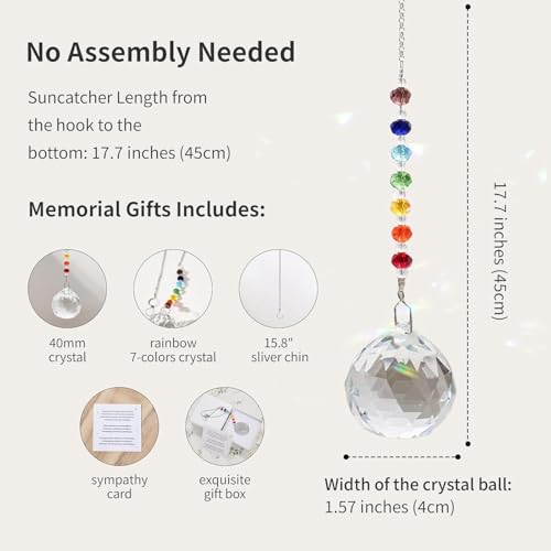 Hgelda Mom Sympathy Gifts for Loss Crystal Suncatcher Ornaments - color: Mom