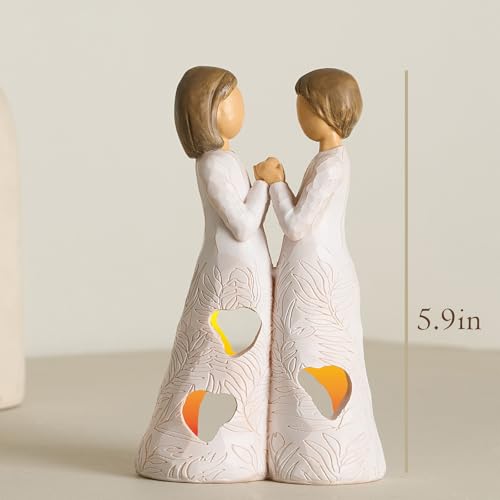 NAN ZAI NAN FANG Sisters Gifts from Sister Unique Candle Holders Statue | with Flickering LED Light Special Birthday Friendship Gifts for Women Bestie BFF Resin Sisters Candle Holder - color: Gifts for Sister