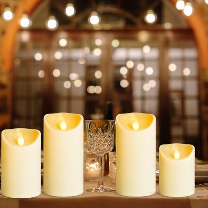 YIWER Plastic Flameless LED Candles,9PCS Battery Operated Candle with Remote Fake Electronic Flickering Light Large Pillar D3”H4”(10.2) 5”6”Durable Use - color: D3"-Plastic, size: 9PCS