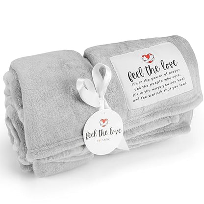 Get Well Blanket - Healing Blanket - Inspirational Blankets for Women/Men - Get Well Soon Gifts - Warm Hugs - Soft Fleece Throw Blanket - Strength - Healing Thoughts (Gray Fleece 50x65) - color: A- Gray Love