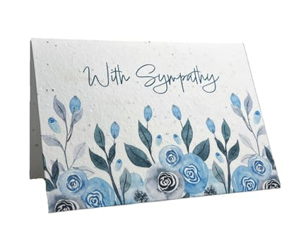 Of The Earth Handmade Paper - Plantable Wildflower Seed Folding Card - Sympathy Designs - 5" x 7" - Set of 3 - w/Recycled Envelopes (Watercolor Blue Flowers) - color: Watercolor Blue Flowers
