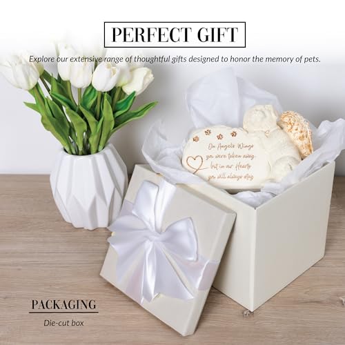 Pavilion Gift Company - On Angels Wings You Were Taken Away, But In Our Hearts You Will Always Stay - 7.5" Angel Wing Dog Garden Memorial Stone Bereavement Memorial Loss Of Loved One Gift Rescue Doggy - color: Beige, Gold