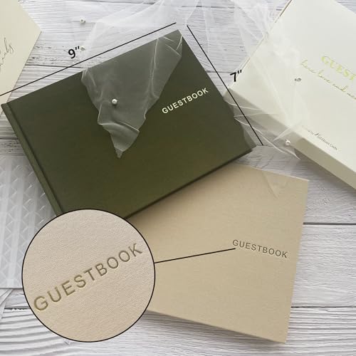 LADY&HOME Linen Wedding Guest Book for Wedding Reception-Guestbook to Sign in,Baby Shower Guest Book,Photo and Polaroid Guest Book for Bridal Shower (Beige) - color: Beige