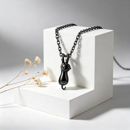 Black Cat Animal Urn Necklace for Ashes Keepsake Memorial Cremation Pendant Jewelry - style: Black Cat