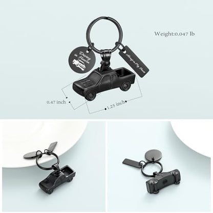 shajwo Pick Up Truck Urn Necklaces for Ashes for Men - color: Keychain-Black
