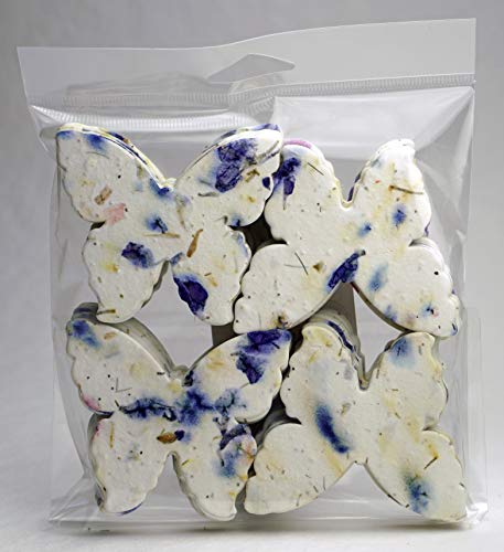 Of The Earth Handmade Paper - Wildflower Seed Paper Butterfly Shape - Large 3" - Set of 100 (Purple Recycled 45s) - color: Purple Recycled 45s