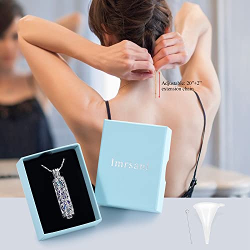 Imrsanl Cylinder Cremation Urn Necklace for Ashes of Loved One - color: Tree-Colorful