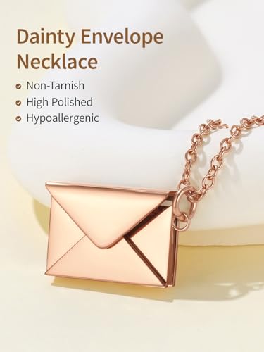 FindChic Locket Necklace for Women Custom Photo Memorial Gifts Multi-Shaped - color: Rose-Envelope