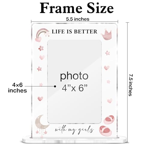 Mom Daughter Picture Frame, Girl Mother Gifts for Birthday Christmas Mothers Day, Life Is Better with My Girls Acrylic Picture Frames 4 x 6 Inch Photo - color: W-My Girls