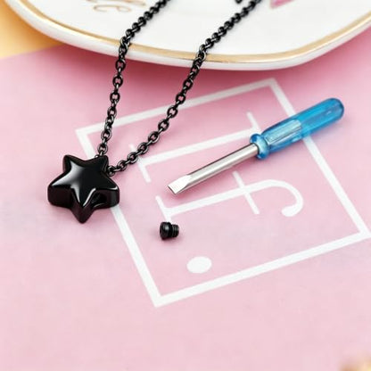 Little Star Cremation Urn Neckalce Small Charm Keepsake Ashes Holder Memorial Jewelry Urn Necklace for Ashes Cremation Jewelry - color: Customize
