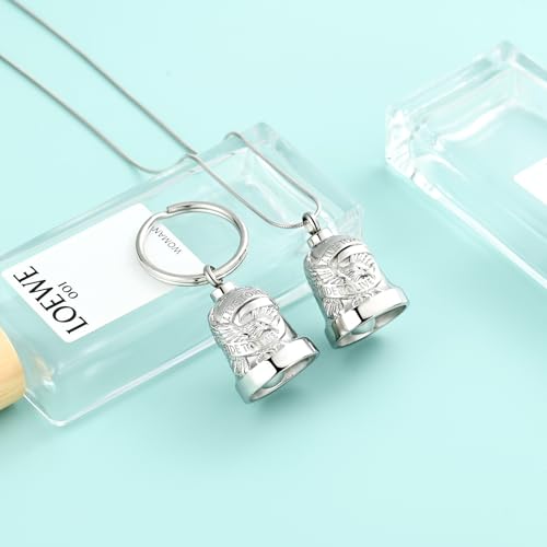 Eagle Love Cremation Keychain Bell Urn Necklaces for Ashes Keepsake Ash Pendant Memorial Urn Keychain Jewelry - color: Silver-2pcs
