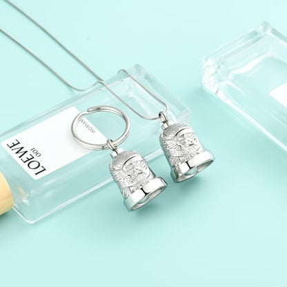 Eagle Love Cremation Keychain Bell Urn Necklaces for Ashes Keepsake Ash Pendant Memorial Urn Keychain Jewelry - color: Silver-2pcs