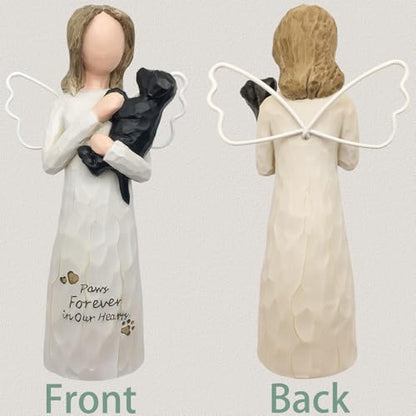Dog Memorial Gifts, Metal Wings Dog Angel Figurine, Black