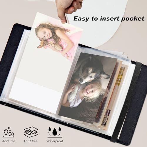 Small Photo Album 4x6, 60 Pockets Holds 120 Photos, Slip-in Pocket Photo Album with Black Elastic Band for Family Wedding Baby Travel Pictures, Cute Sea Turtle - color: Cute Sea Turtle, size: 4 X 6