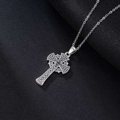 PROESS Cross Necklace for Women Men Sterling Silver Rose/Sunflower Cross Pendant Religious Jewelry Christmas Birthday Mothers' Day Gifts - color: 21-Turquoise Cross