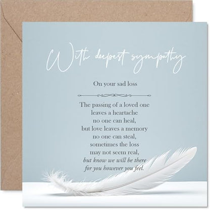 Stuff4 Sympathy Card, The Sad Loss of Your Friend | Bereavement Card for Colleague Friends, 5.7 x 5.7 Inch Neighbour Family Mournful Greeting Cards - color: Generic