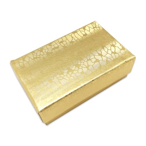 TheDisplayGuys 100 Cardboard Jewelry Gift Boxes with Inserts - Gold Foil | Size #10 - 1.9" x 1.3" x 0.7", Lids, Cotton Filled Padding, Kraft Paper, Bulk Pack Case, for Shipping, Organizers, Storage - size: 100 Pack