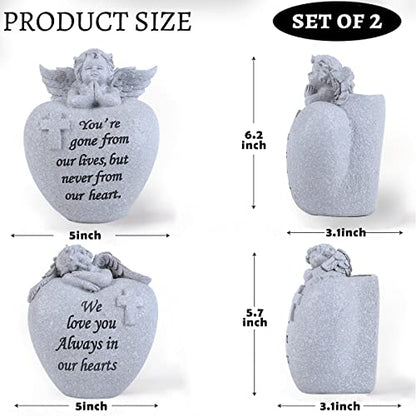 Angel and Cross Cemetery Grave Memorial Vases，Grave Decorations for Cemetery，Set of 2 Cemetery Memorial Vases with Removable Stakes,Memorial Gifts for Loss of Loved