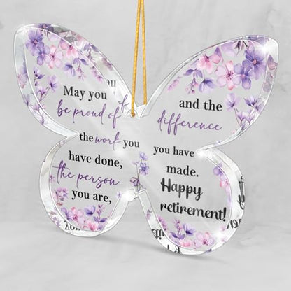 Retirement Gifts for Women, Purple Butterfly Acrylic Keepsake Be Proud of the Difference You've Made Wall Hanging with Gift Box, Inspirational Farewell Gift, Bestie Gifts for Your Loved Ones - color: Tui