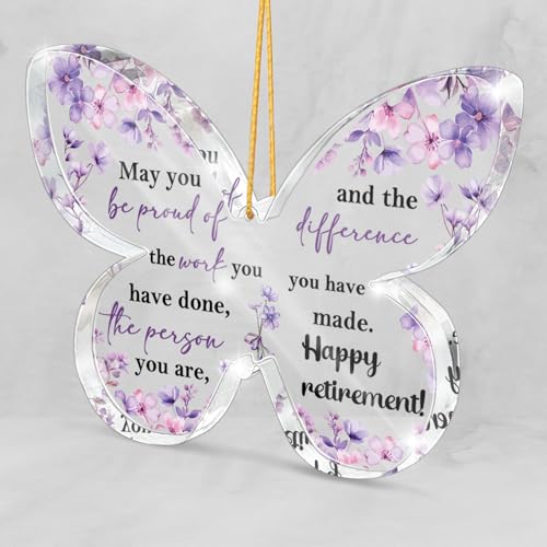 Retirement Gifts for Women, Purple Butterfly Acrylic Keepsake Be Proud of the Difference You've Made Wall Hanging with Gift Box, Inspirational Farewell Gift, Bestie Gifts for Your Loved Ones - color: Tui