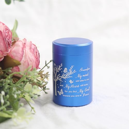 3 Inch Small Urn for Human Ashes Aluminum Mini Cremation Small Keepsake Urn for Sharing Ashes Mini Urn-Grandpa Blue - size: Blue-Grandpa