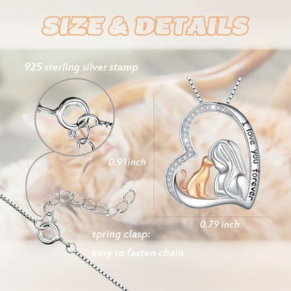 Sterling Silver Cat Necklace Jewelry Memorial Gifts for Cat Lovers | Cat Pendant Necklace ，Cute Dainty Animal Remembrance Jewelry Birthday Gifts for Cat Mom Her Women - style: cat necklace