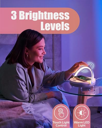 BELMAK Bedside Lamp with Wireless Charger, Birthday Gifts for Women | presents for wife, gift daughter, mom, sister, girlfriend, grandma, her, unique ideas for teen, college girl, young, adult