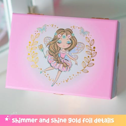 Giggle & Honey Musical Fairy Jewelry Box for Girls - Kids Music Box with Spinning Fairy and Mirror, Princess Birthday Gifts for Little Girls, Childrens Jewelry Boxes for Ages 3-10 - 6 x 4.7 x 3.5 in | Music Boxes for Little Girls, Toddler Jewelry Box for