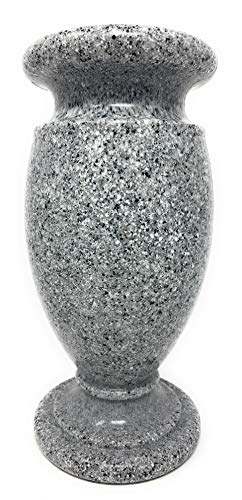 OPTIMUM Memorial Cemetery Flower Vase - Plastic (Light Grey Granite) with Metal Ground Spike, Grave Marker, Decorations for Gravesite, Headstone Flowers Holder, Garden Lawn & Yard - color: Gray